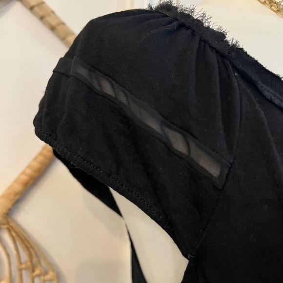 Vintage Y2K Black Babydoll Empire Waist Pleated Sheer Sleeve Top Balletcore M - Picture 4 of 8